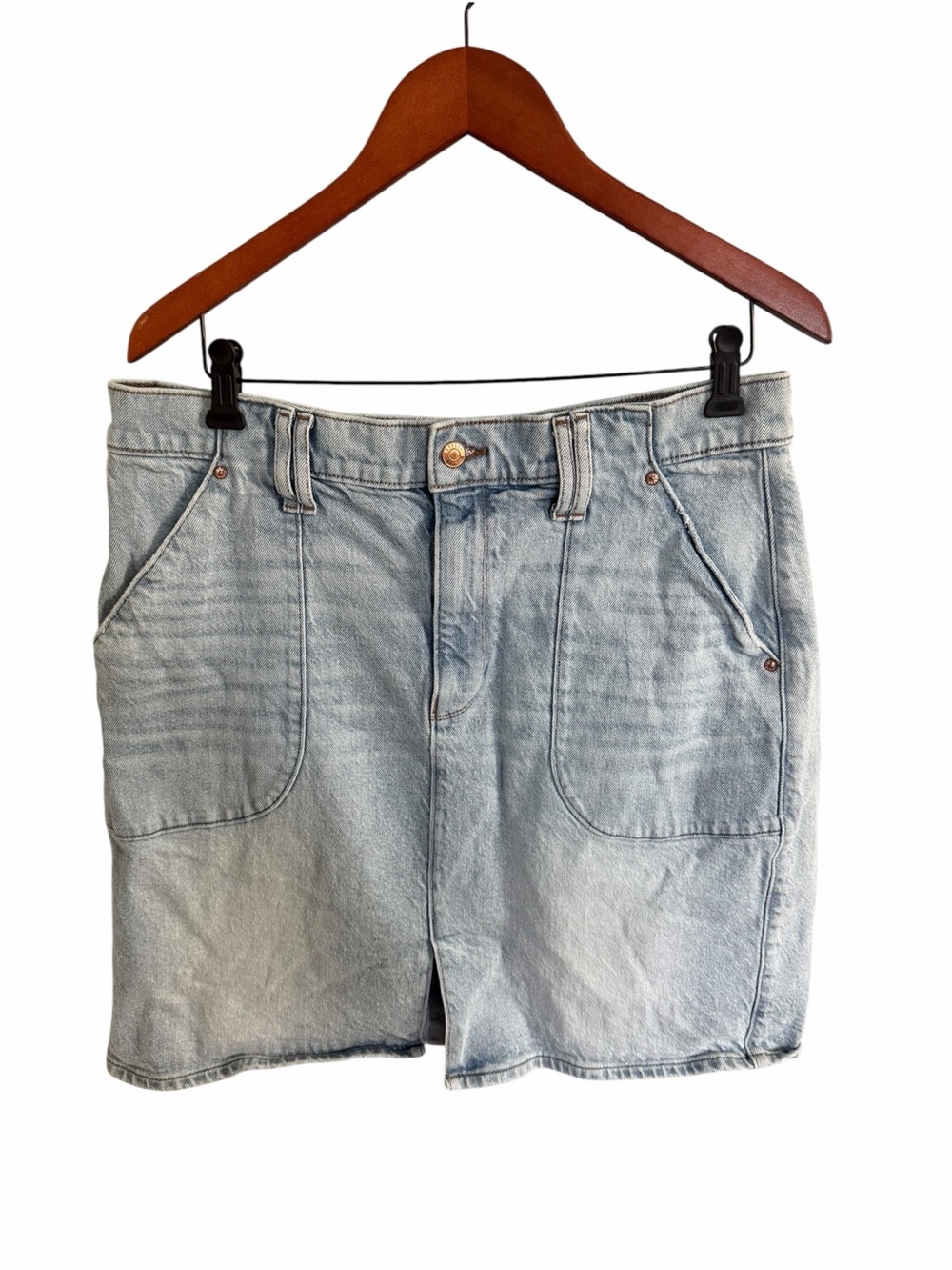 Express Light Wash Denim Jean Skirt High Rise Stretch
